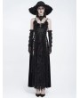 Eva Lady Black Gothic Floral Lace Beaded Spaghetti Strap Maxi Dress