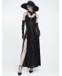 Eva Lady Black Gothic Floral Lace Beaded Spaghetti Strap Maxi Dress