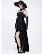 Eva Lady Black Gothic Ruched Sequin Flounce High-Low Party Dress
