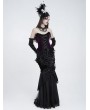Eva Lady Black Gothic Ruched Asymmetric Layered Mermaid Maxi Skirt