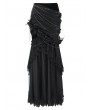 Eva Lady Black Gothic Ruched Asymmetric Layered Mermaid Maxi Skirt