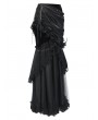 Eva Lady Black Gothic Ruched Asymmetric Layered Mermaid Maxi Skirt