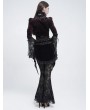 Eva Lady Black Gothic Velvet Frill Tassel Fringe Mini Skirt
