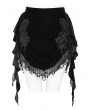 Eva Lady Black Gothic Velvet Frill Tassel Fringe Mini Skirt
