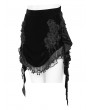 Eva Lady Black Gothic Velvet Frill Tassel Fringe Mini Skirt