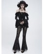 Eva Lady Black Gothic Off-Shoulder Ruffled Bell Sleeve Top for Women