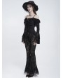 Eva Lady Black Gothic Off-Shoulder Ruffled Bell Sleeve Top for Women