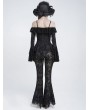 Eva Lady Black Gothic Off-Shoulder Ruffled Bell Sleeve Top for Women