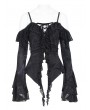 Eva Lady Black Gothic Off-Shoulder Ruffled Bell Sleeve Top for Women