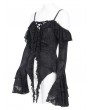 Eva Lady Black Gothic Off-Shoulder Ruffled Bell Sleeve Top for Women