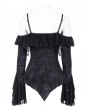 Eva Lady Black Gothic Off-Shoulder Ruffled Bell Sleeve Top for Women