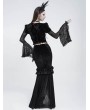 Eva Lady Black Gothic Floral Pattern Spliced Velvet Top for Women