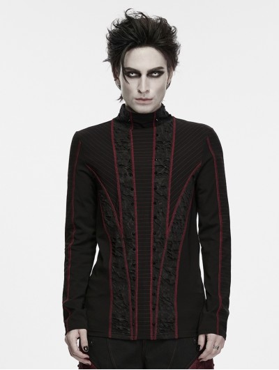Punk Rave Black and Red Gothic Punk Fictional T-shirt for Men