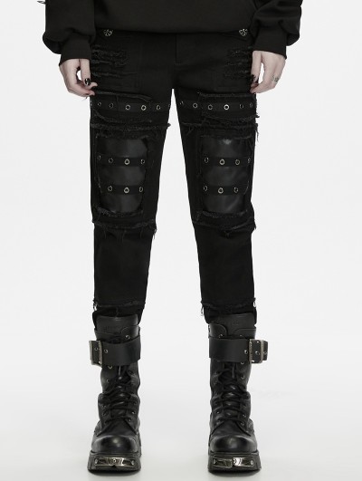 Punk Rave Black Gothic Punk Decadent Techwear Pants for Men