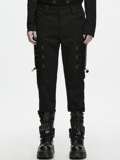 Punk Rave Black Gothic Techwear Denim Trousers for Men