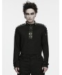 Punk Rave Black Gothic Punk Metal Trim Knit T-shirt for Men