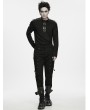 Punk Rave Black Gothic Punk Metal Trim Knit T-shirt for Men