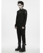 Punk Rave Black Gothic Punk Metal Trim Knit T-shirt for Men