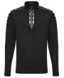 Punk Rave Black Gothic Punk Metal Trim Knit T-shirt for Men