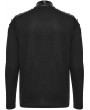 Punk Rave Black Gothic Punk Metal Trim Knit T-shirt for Men