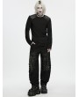 Punk Rave Black Gothic Dark Prison Punk Rivet T-shirt for Men