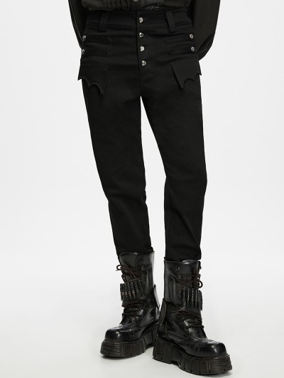 Punk Rave Black Gothic Baron Dual-Pocket Uniform Trousers for Men