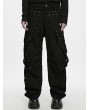 Punk Rave Black Gothic Punk Decadant Metal Tapered Pants for Men