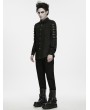 Punk Rave Black Gothic Strap Bound Sleeve Cargo Shirt for Men