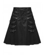Punk Rave Black Gothic Punk Heavy-Duty Pleated Skirt for Men