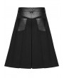 Punk Rave Black Gothic Punk Heavy-Duty Pleated Skirt for Men