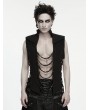 Punk Rave Black Gothic Punk Abyss Chain Stand-Collar Vest for Men