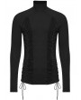 Punk Rave Black Gothic Dark Lace-Up Turtle Neck Base Layer Shirt for Men