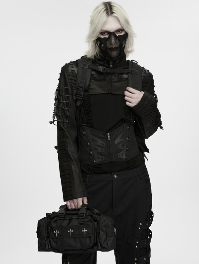 Punk Rave Black Gothic Cyberpunk Commuter Tactical Backpack