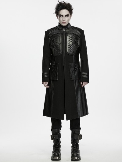 Punk Rave Black Gothic Dark Military Armor Punk Jacket for Men
