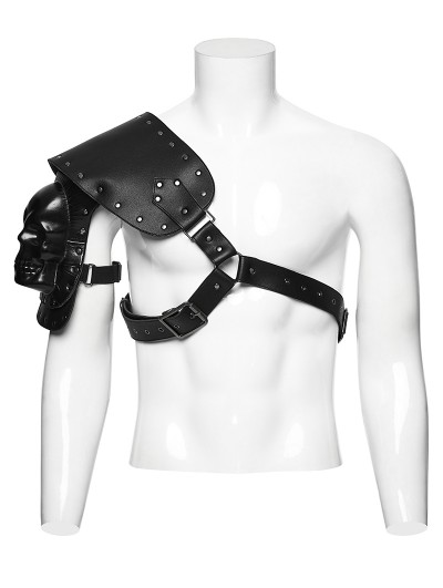 Punk Rave Black Gothic Skeletal Vanguard Shoulder Armor