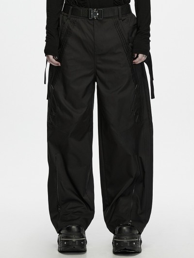 Punk Rave Black Gothic Techwear Two-Way Wear Trousers for Men
