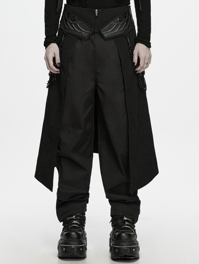 Punk Rave Black Gothic Techwear Punk Skirt for Men