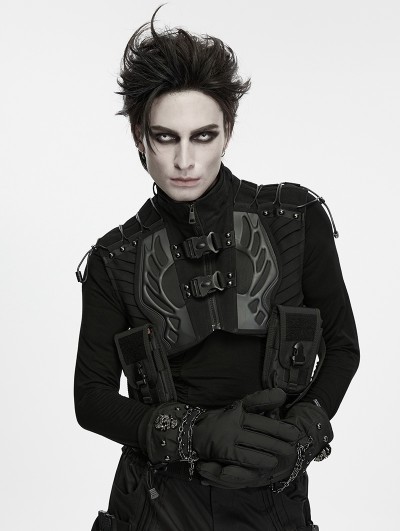 Punk Rave Black Gothic Punk Techwear Gloves for Men