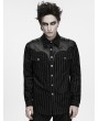Punk Rave Black Gothic Punk Striped Shirt for Men