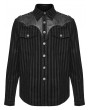 Punk Rave Black Gothic Punk Striped Shirt for Men