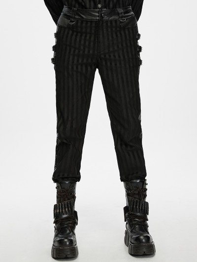 Punk Rave Black Gothic Punk Striped Trousers for Men
