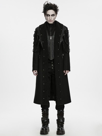 Punk Rave Black Gothic Punk Fleece Chain Jacket for Men