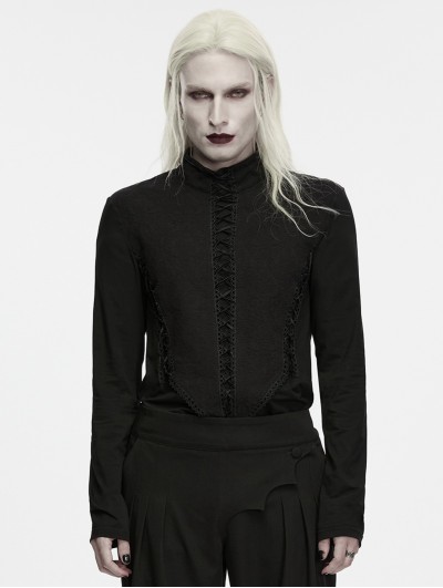Punk Rave Black Gothic Court Long Sleeve T-shirt for Men