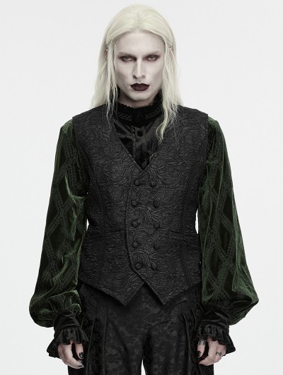 Punk Rave Black Gothic Vintage Embossed Minimalist Vest for Men