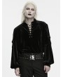 Punk Rave Black Gothic Velvet Pullover Ruffled Tie-Neck Shirt for Men