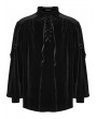 Punk Rave Black Gothic Velvet Pullover Ruffled Tie-Neck Shirt for Men