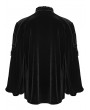 Punk Rave Black Gothic Velvet Pullover Ruffled Tie-Neck Shirt for Men