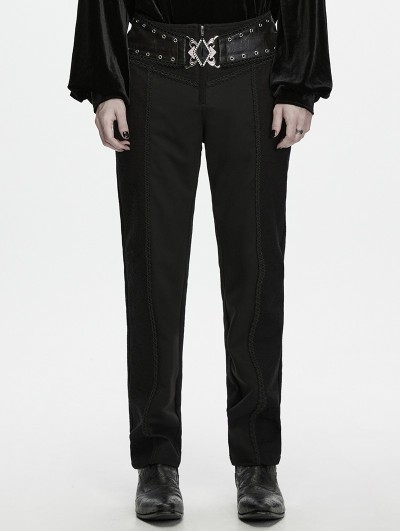 Punk Rave Black Gothic Dark Pattern Slim Pants for Men