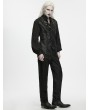 Punk Rave Black Gothic Dark Pattern Jacquard Asymmetrical Strap Vest for Men