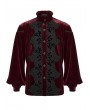 Punk Rave Red Gothic Velvet Embroidery Court Shirt for Men